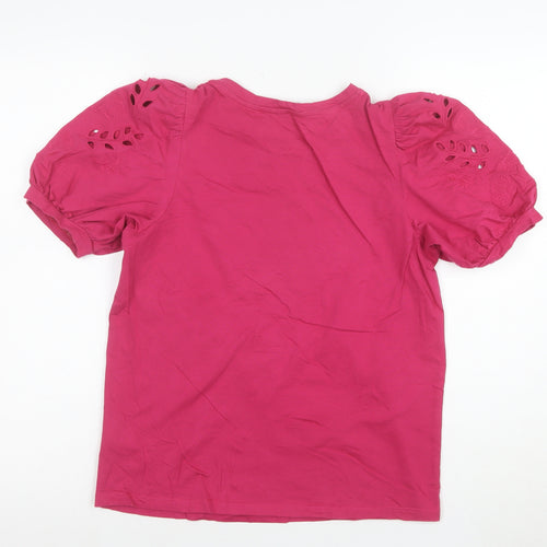 Next Women Pink Cotton Puff Sleeve T-Shirt Size 10