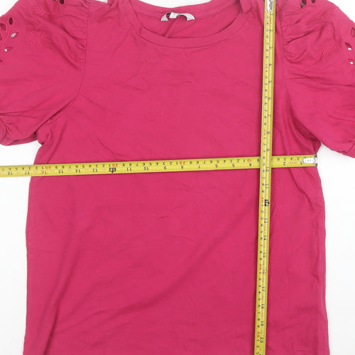 Next Women Pink Cotton Puff Sleeve T-Shirt Size 10