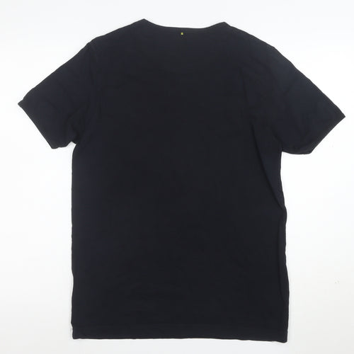 Pretty Green Men's Black Cotton Graphic Print T-Shirt M