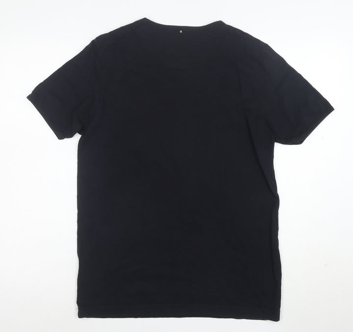 Pretty Green Men's Black Cotton Graphic Print T-Shirt M