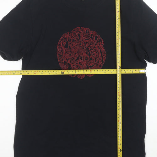 Pretty Green Men's Black Cotton Graphic Print T-Shirt M