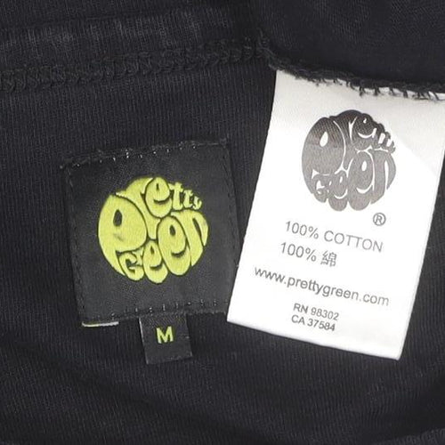 Pretty Green Men's Black Cotton Graphic Print T-Shirt M