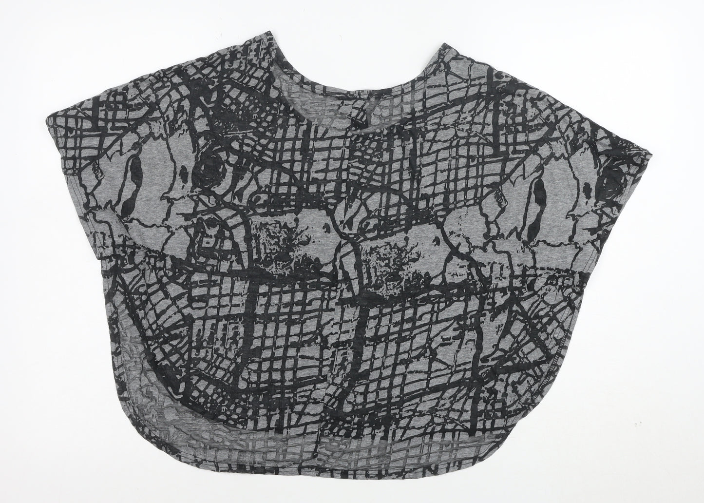 Izabel London Women’s Grey Abstract Short Sleeve Relaxed Fit T-Shirt Size 12