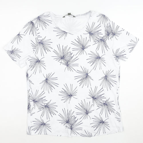 Bonmarché Womens White Floral Cotton T-Shirt Size 16