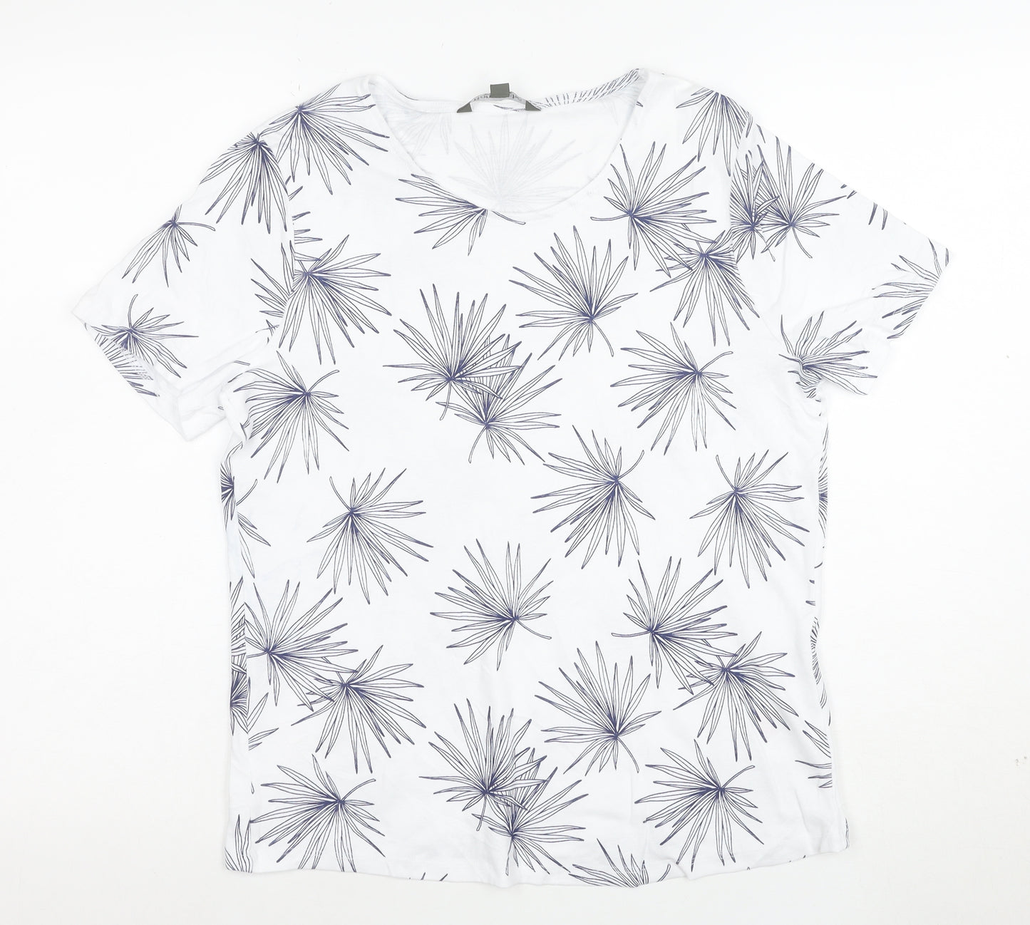 Bonmarché Womens White Floral Cotton T-Shirt Size 16