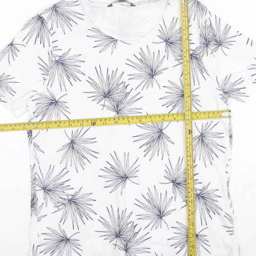Bonmarché Womens White Floral Cotton T-Shirt Size 16