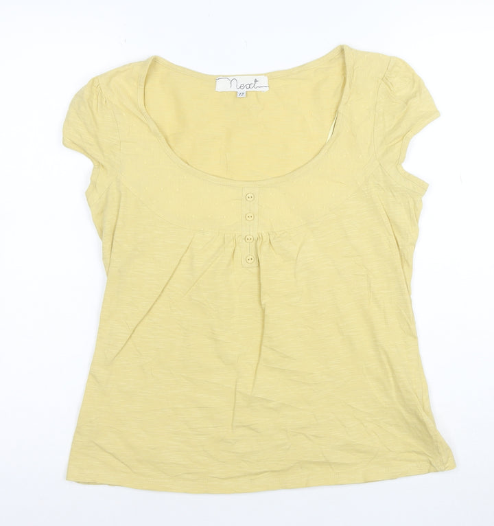 Next Women’s Yellow Cotton Scoop Neck Short Sleeve T-Shirt Size 12