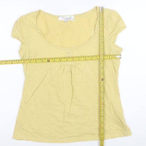 Next Women’s Yellow Cotton Scoop Neck Short Sleeve T-Shirt Size 12