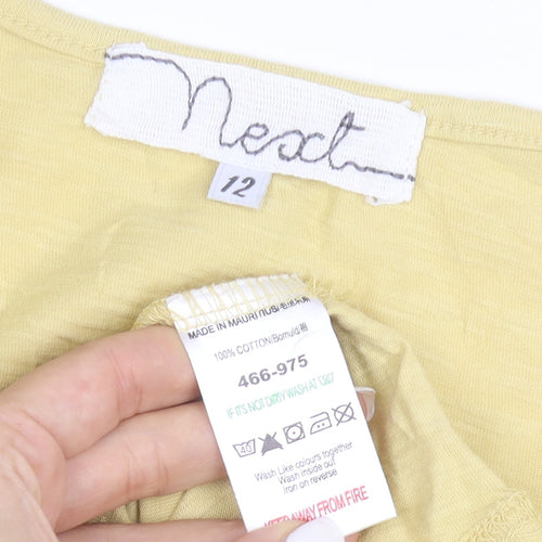 Next Women’s Yellow Cotton Scoop Neck Short Sleeve T-Shirt Size 12