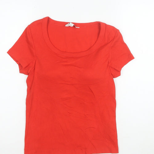 Marks and Spencer Women’s Red Scoop Neck Cotton Stretch T-Shirt M