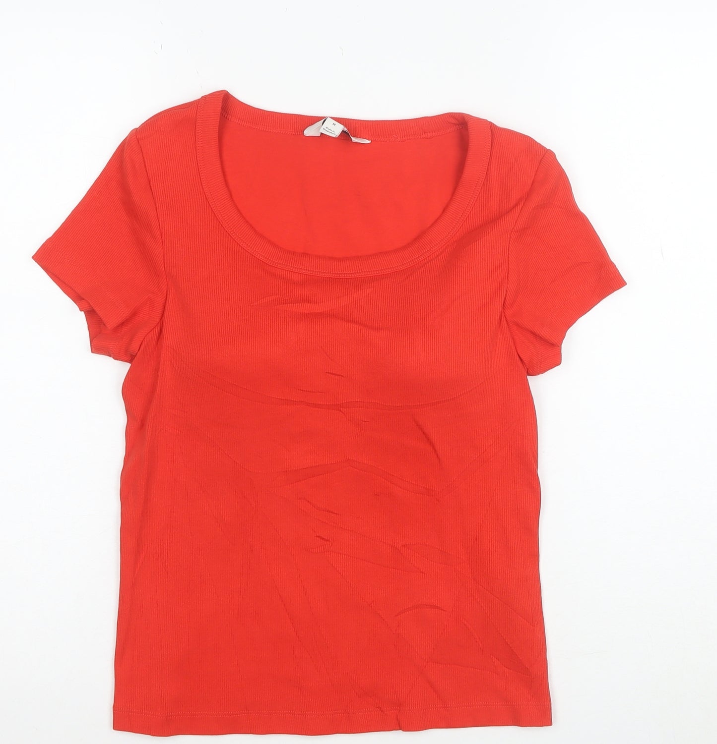 Marks and Spencer Women’s Red Scoop Neck Cotton Stretch T-Shirt M