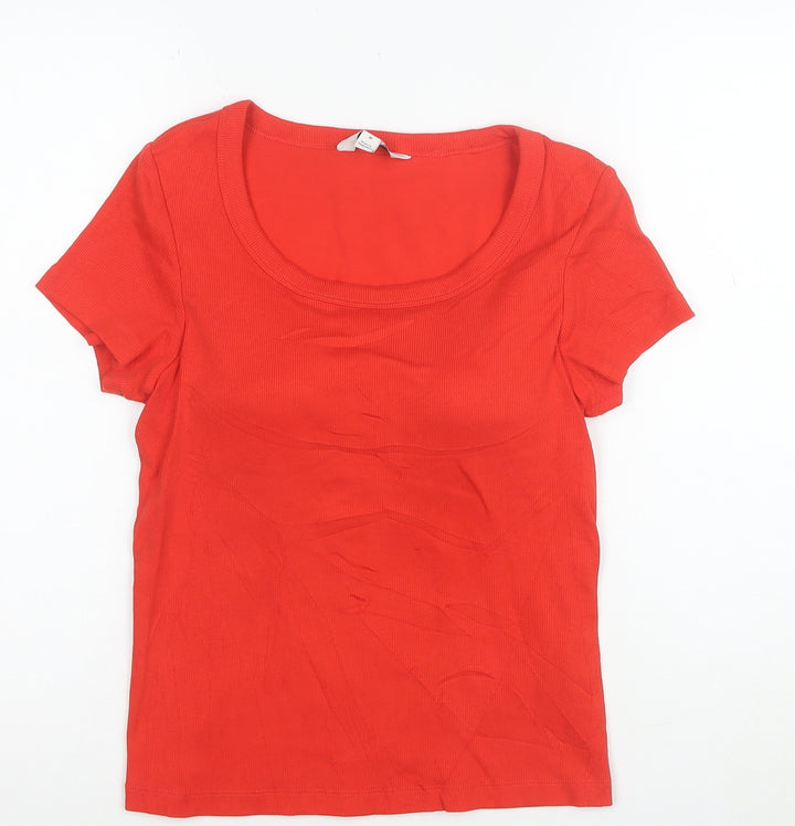 Marks and Spencer Women’s Red Scoop Neck Cotton Stretch T-Shirt M