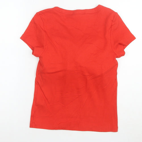 Marks and Spencer Women’s Red Scoop Neck Cotton Stretch T-Shirt M