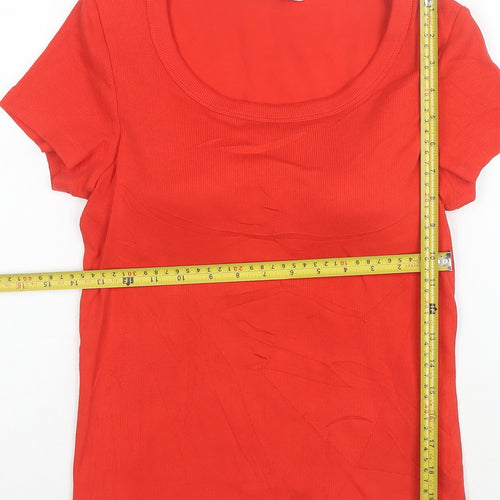Marks and Spencer Women’s Red Scoop Neck Cotton Stretch T-Shirt M