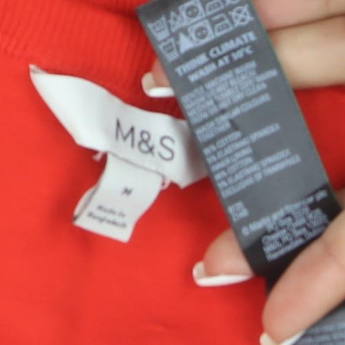 Marks and Spencer Women’s Red Scoop Neck Cotton Stretch T-Shirt M