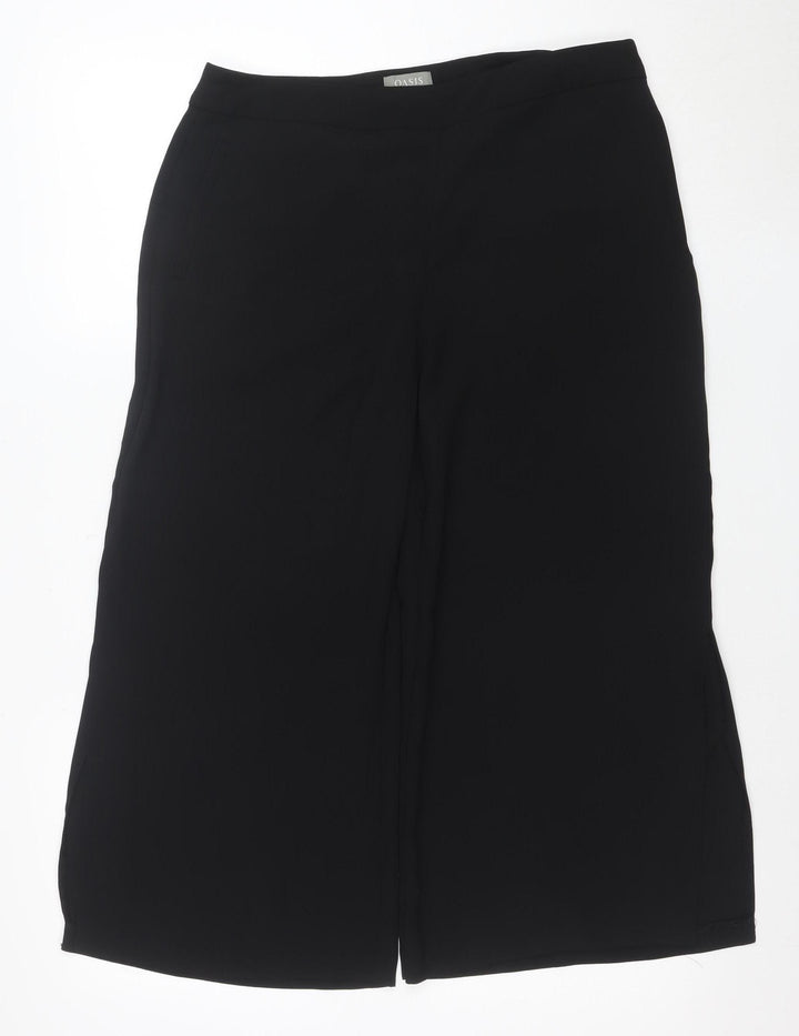 Oasis Women Black Wide-Leg Culotte Trousers Size 12