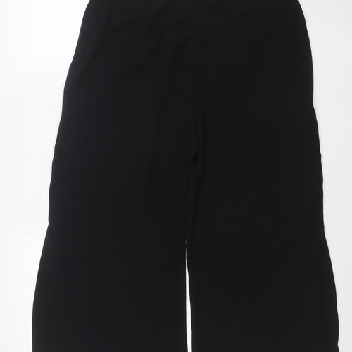 Oasis Women Black Wide-Leg Culotte Trousers Size 12