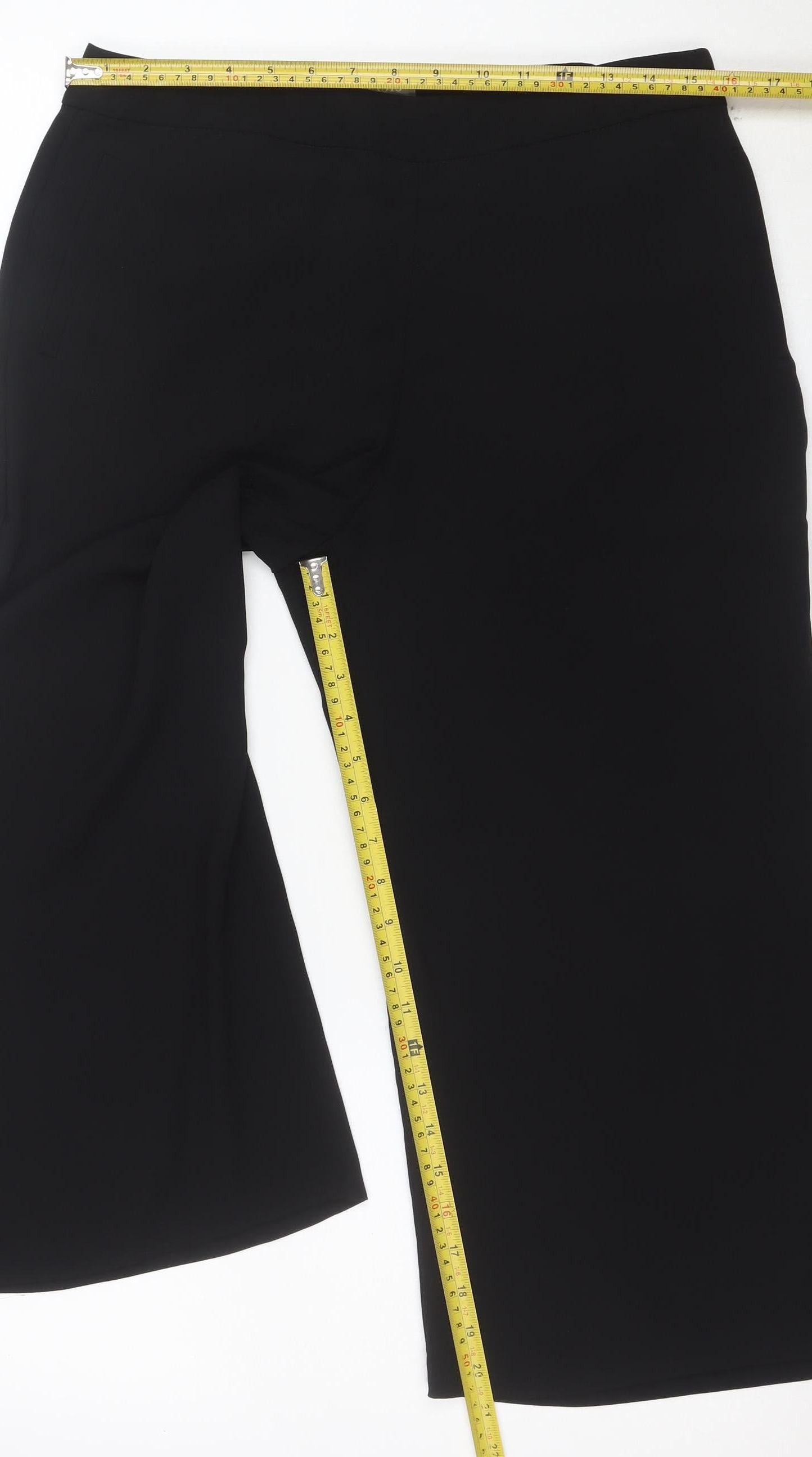 Oasis Women Black Wide-Leg Culotte Trousers Size 12