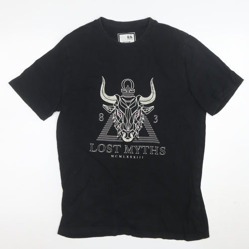 U.S. Athletic Men's Black Medium Graphic Mythology Cotton T-Shirt