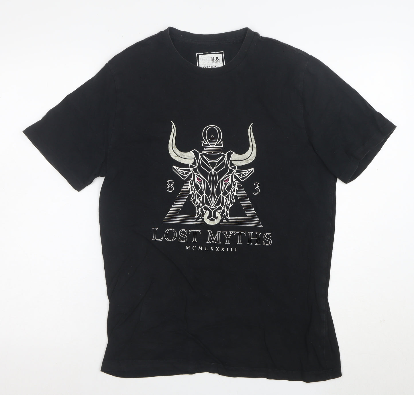 U.S. Athletic Men's Black Medium Graphic Mythology Cotton T-Shirt
