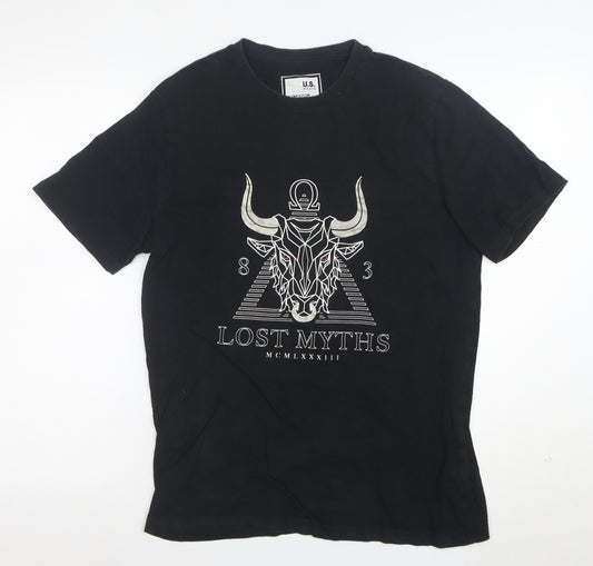 U.S. Athletic Men's Black Medium Graphic Mythology Cotton T-Shirt