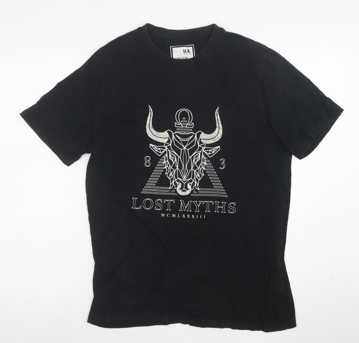 U.S. Athletic Men's Black Medium Graphic Mythology Cotton T-Shirt