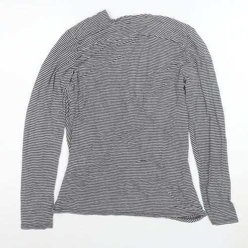L.K. Bennett Women’s Blue Striped Wrap Blouse Size M Long Sleeve