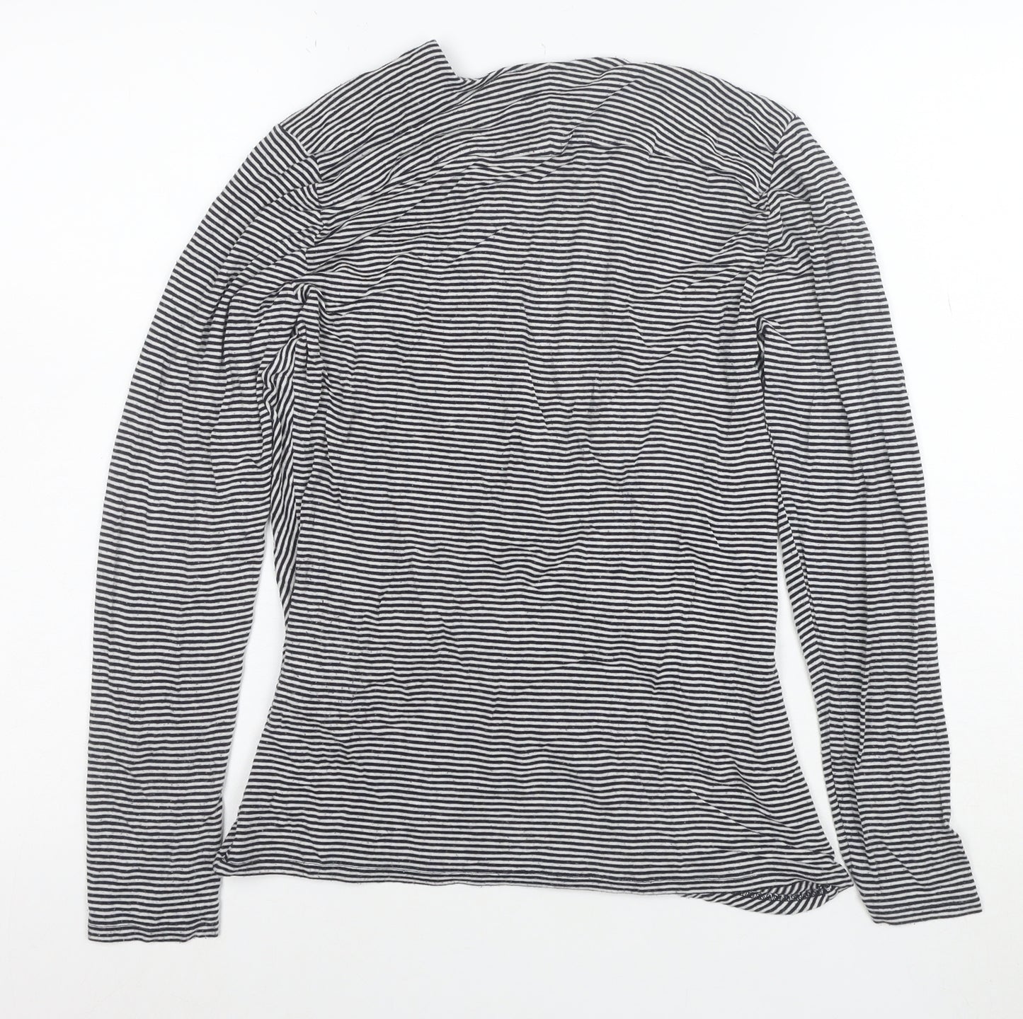 L.K. Bennett Women’s Blue Striped Wrap Blouse Size M Long Sleeve