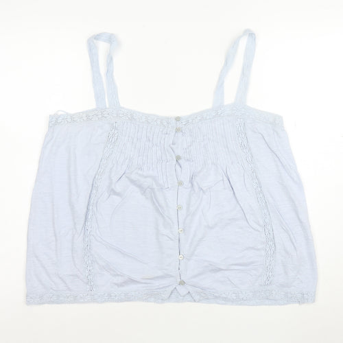 Fat Face Women’s Blue Lace Trim Button Camisole Blouse Size 16