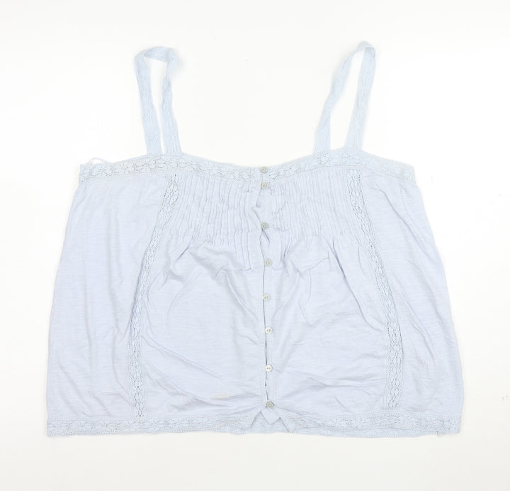 Fat Face Women’s Blue Lace Trim Button Camisole Blouse Size 16