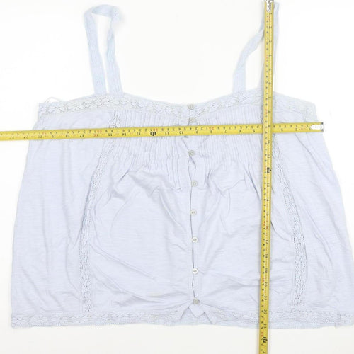 Fat Face Women’s Blue Lace Trim Button Camisole Blouse Size 16