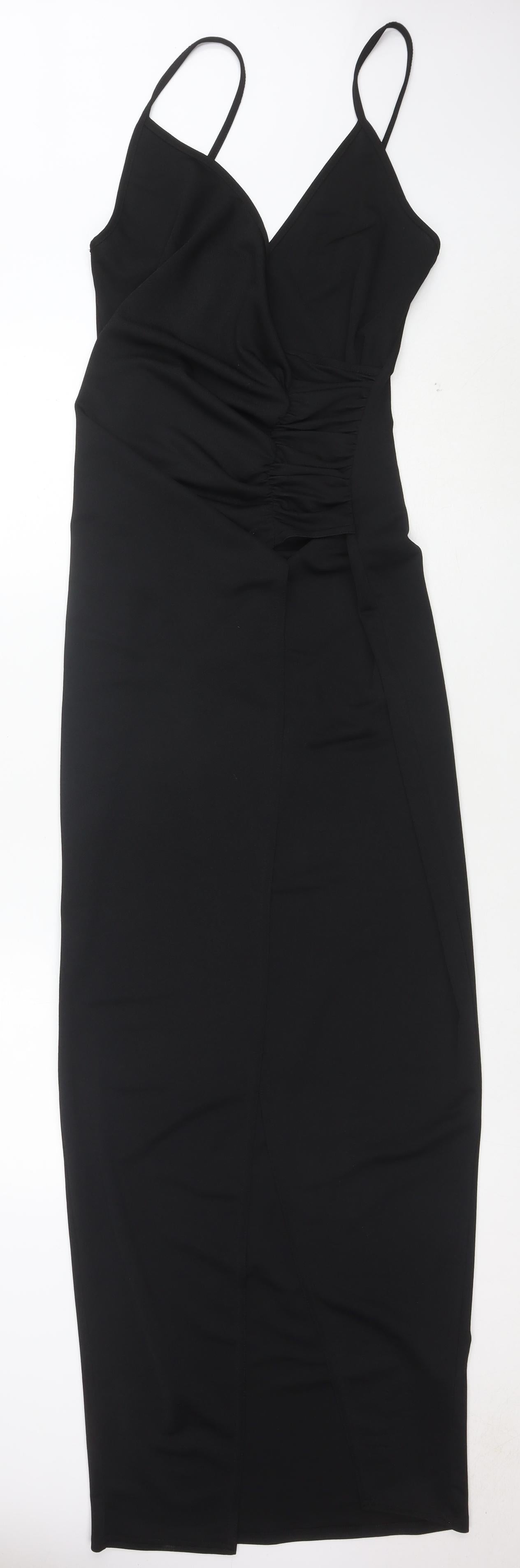 Boohoo Womens Black Size 12 Bodycon Midi V-Neck Sleeveless Dress