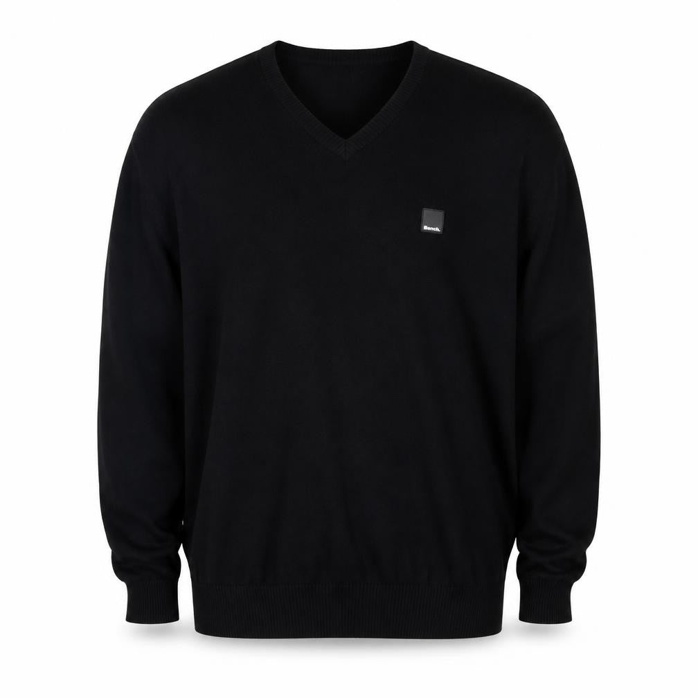 Front view of Bench Men's Black 2XL V-Neck jumper