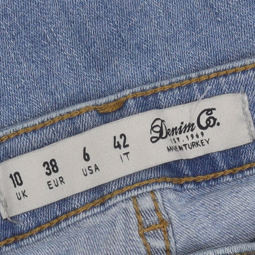 Denim Co. Women's Blue Skinny Distressed Embroidered Jeans Size 10