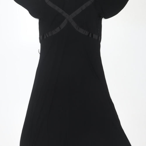 Citrine Women's Black Fit & Flare Short Sleeve Knee Length Dress Size 8