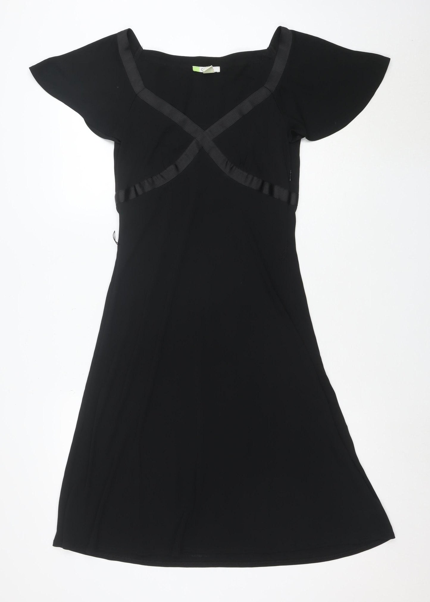 Citrine Women's Black Fit & Flare Short Sleeve Knee Length Dress Size 8