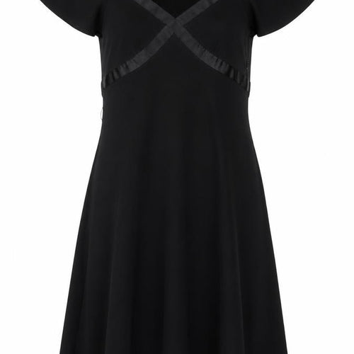Citrine Women's Black Fit & Flare Short Sleeve Knee Length Dress Size 8