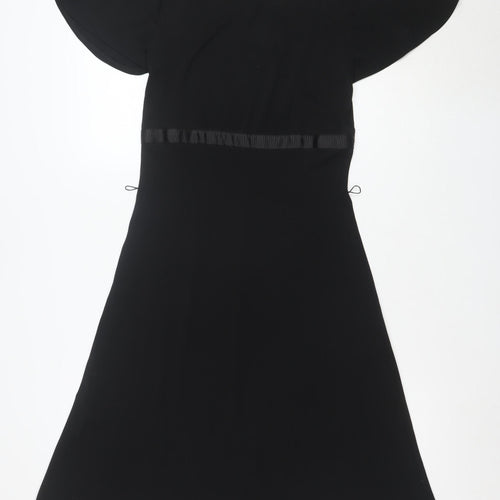 Citrine Women's Black Fit & Flare Short Sleeve Knee Length Dress Size 8