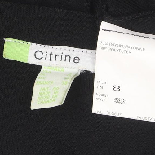 Citrine Women's Black Fit & Flare Short Sleeve Knee Length Dress Size 8