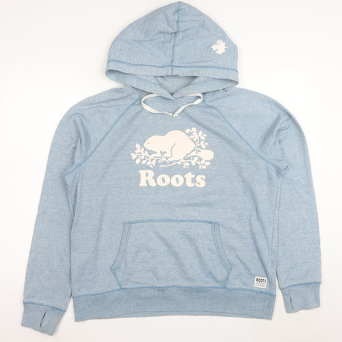 Roots Men's Blue XL Pullover Hoodie with Logo Graphic