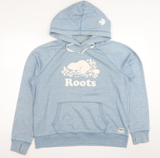 Roots Men's Blue XL Pullover Hoodie with Logo Graphic