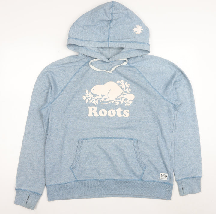 Roots Men's Blue XL Pullover Hoodie with Logo Graphic