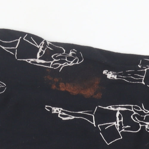 Tu Womens Black Art Print 3/4 Sleeve Jersey Top Size 14