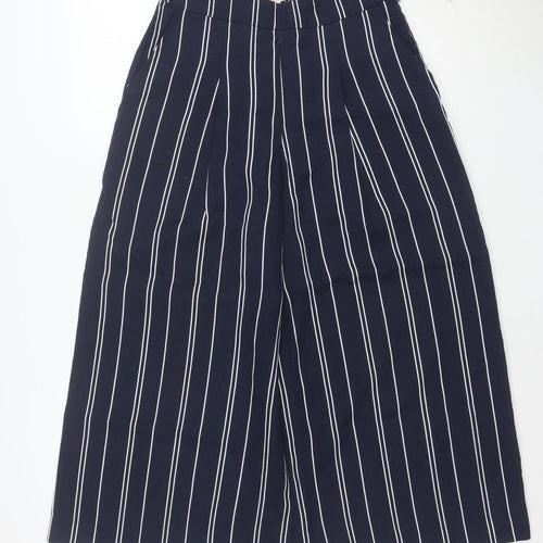 Joules Women Blue Striped Wide Leg Culotte Trousers Size 8