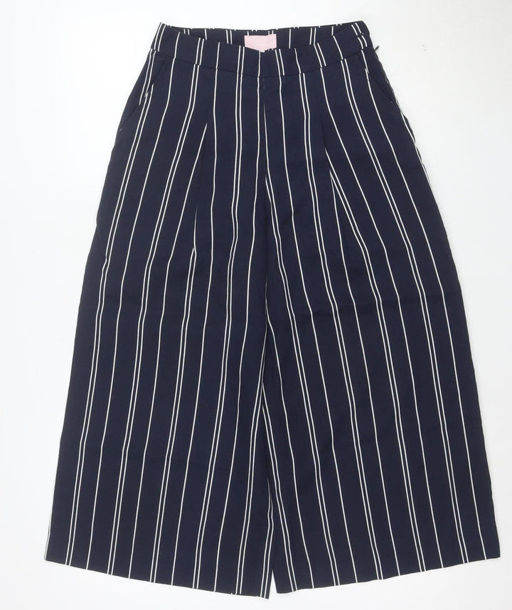 Joules Women Blue Striped Wide Leg Culotte Trousers Size 8