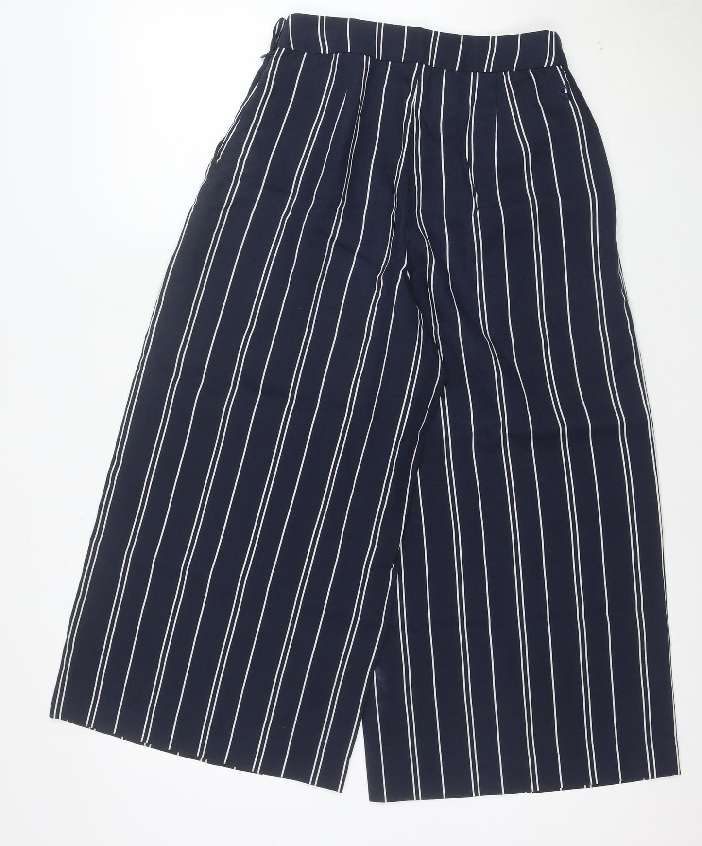 Joules Women Blue Striped Wide Leg Culotte Trousers Size 8