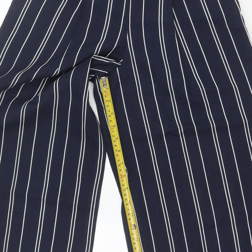 Joules Women Blue Striped Wide Leg Culotte Trousers Size 8