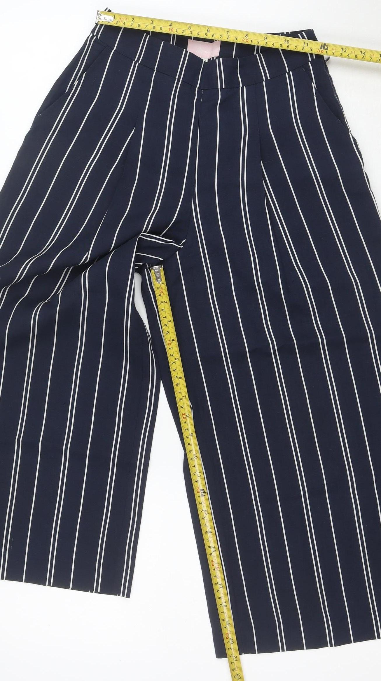Joules Women Blue Striped Wide Leg Culotte Trousers Size 8