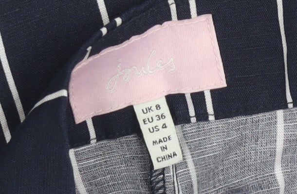 Joules Women Blue Striped Wide Leg Culotte Trousers Size 8