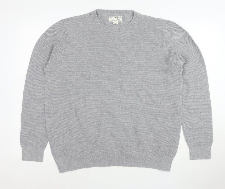 F&F Men’s Grey Cotton Knit Crew Neck Jumper XL